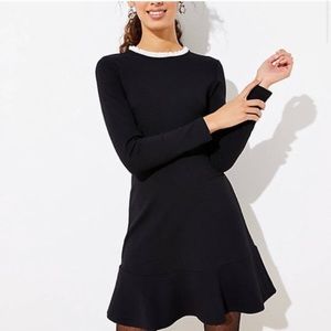 LOFT Ruffle Collar Neck Long Sleeve Dress NWOT